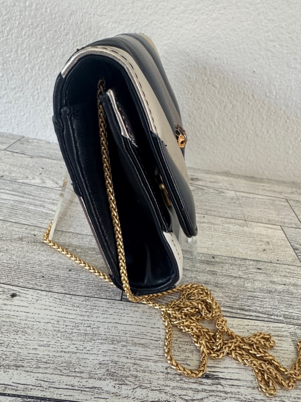 Kurt Geiger Mini Soho Leather Metallic Striped Crossbody - Picture 7 of 16
